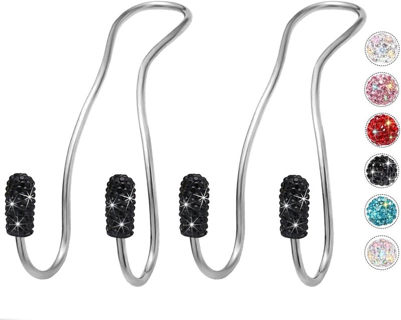 MTGOCHA Car Headrest Hooks Car Purse Hook(2 Pack),Bling Car Bag Hooks, Car Hook for Purses and Bags Cute Metal Car Purse Holder Hook, Bling Car Accessories for Women, Black - Image 1